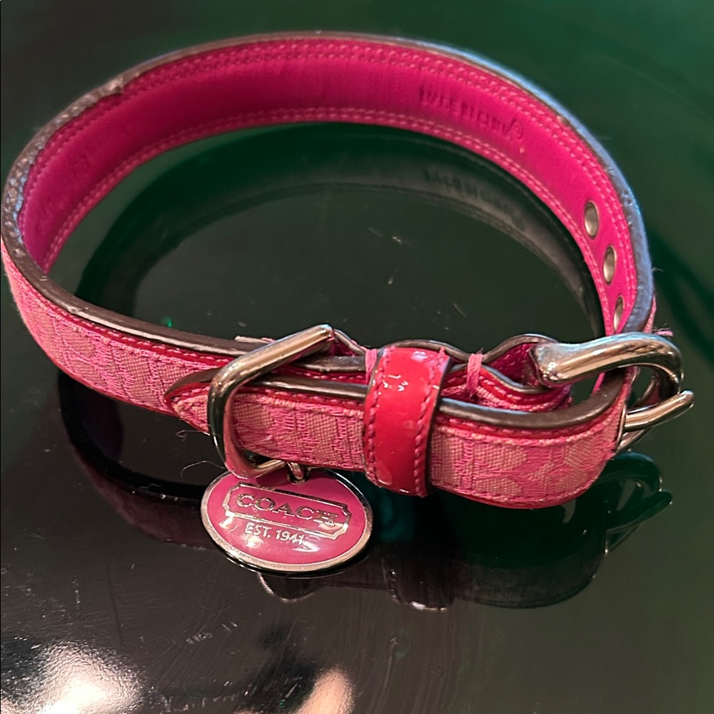 Coach Pink and Red Dog Collar